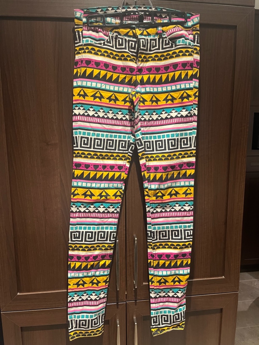 H&M women Aztec-Pattern Leggings in Pink, Yellow, Teal, Black, White